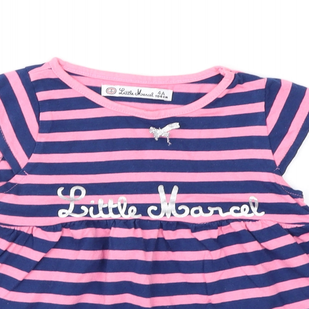 Little Marcel Girls Pink Striped  Basic Blouse Size 4 Years