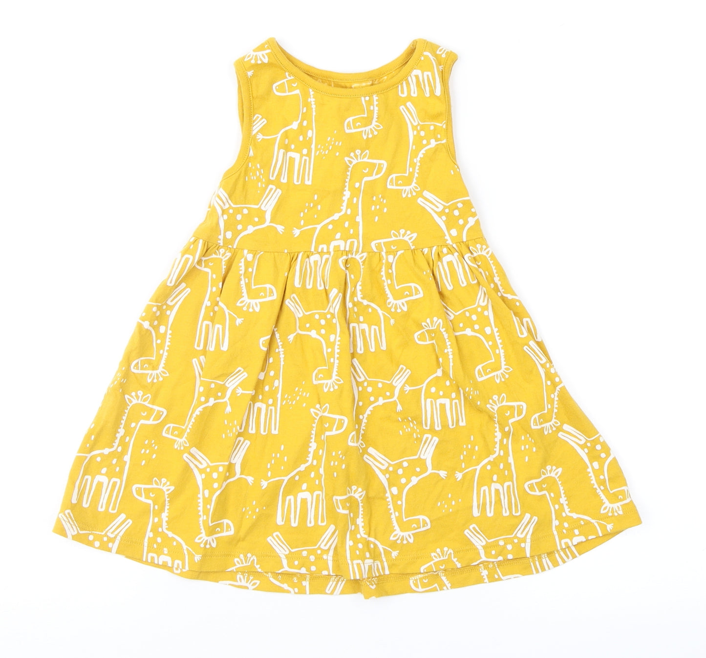 F&F Girls Yellow Geometric  Fit & Flare  Size 18-24 Months