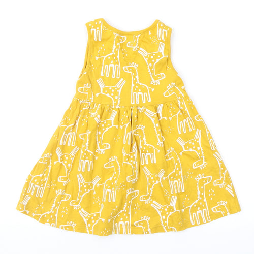 F&F Girls Yellow Geometric  Fit & Flare  Size 18-24 Months