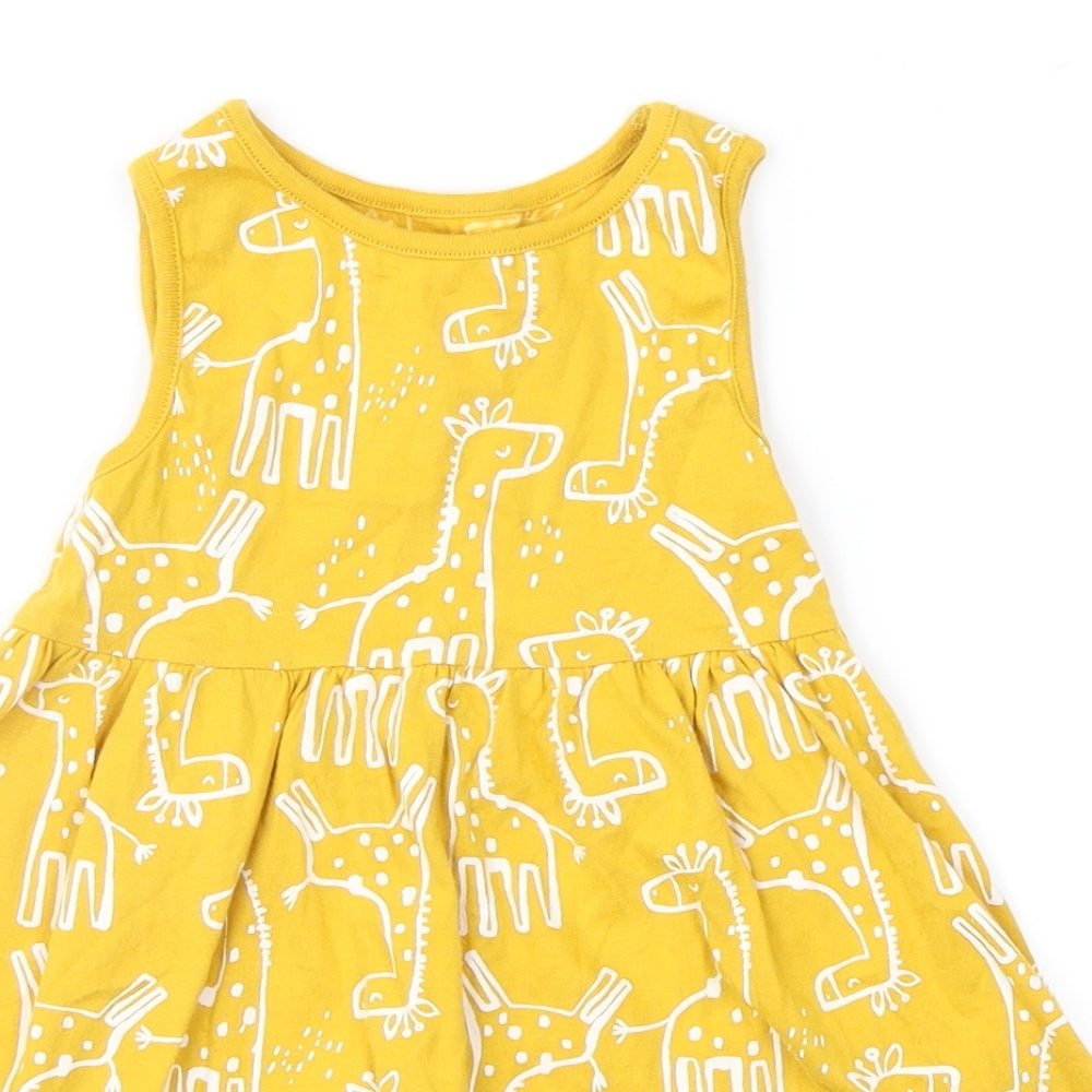 F&F Girls Yellow Geometric  Fit & Flare  Size 18-24 Months