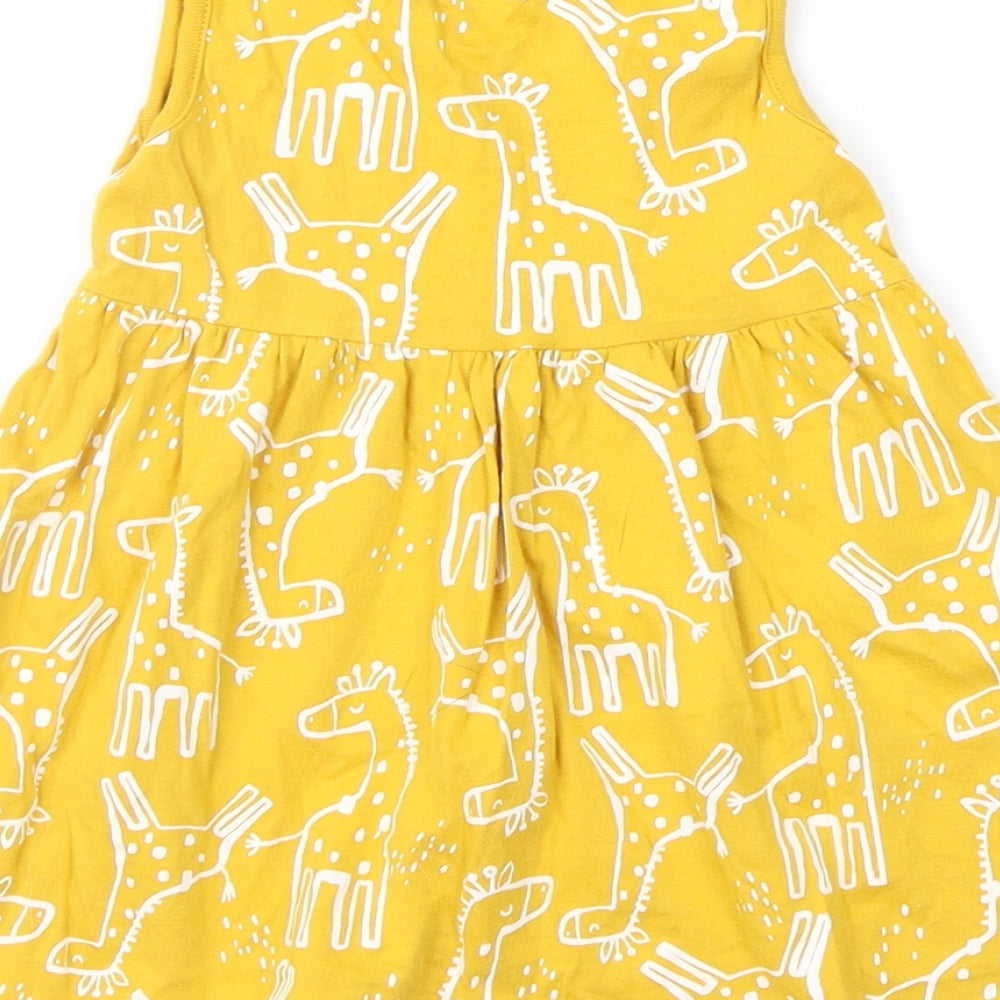 F&F Girls Yellow Geometric  Fit & Flare  Size 18-24 Months