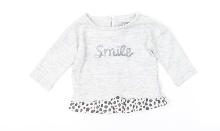 Primark Girls Grey Animal Print Pullover Jumper Size 0-3 Months