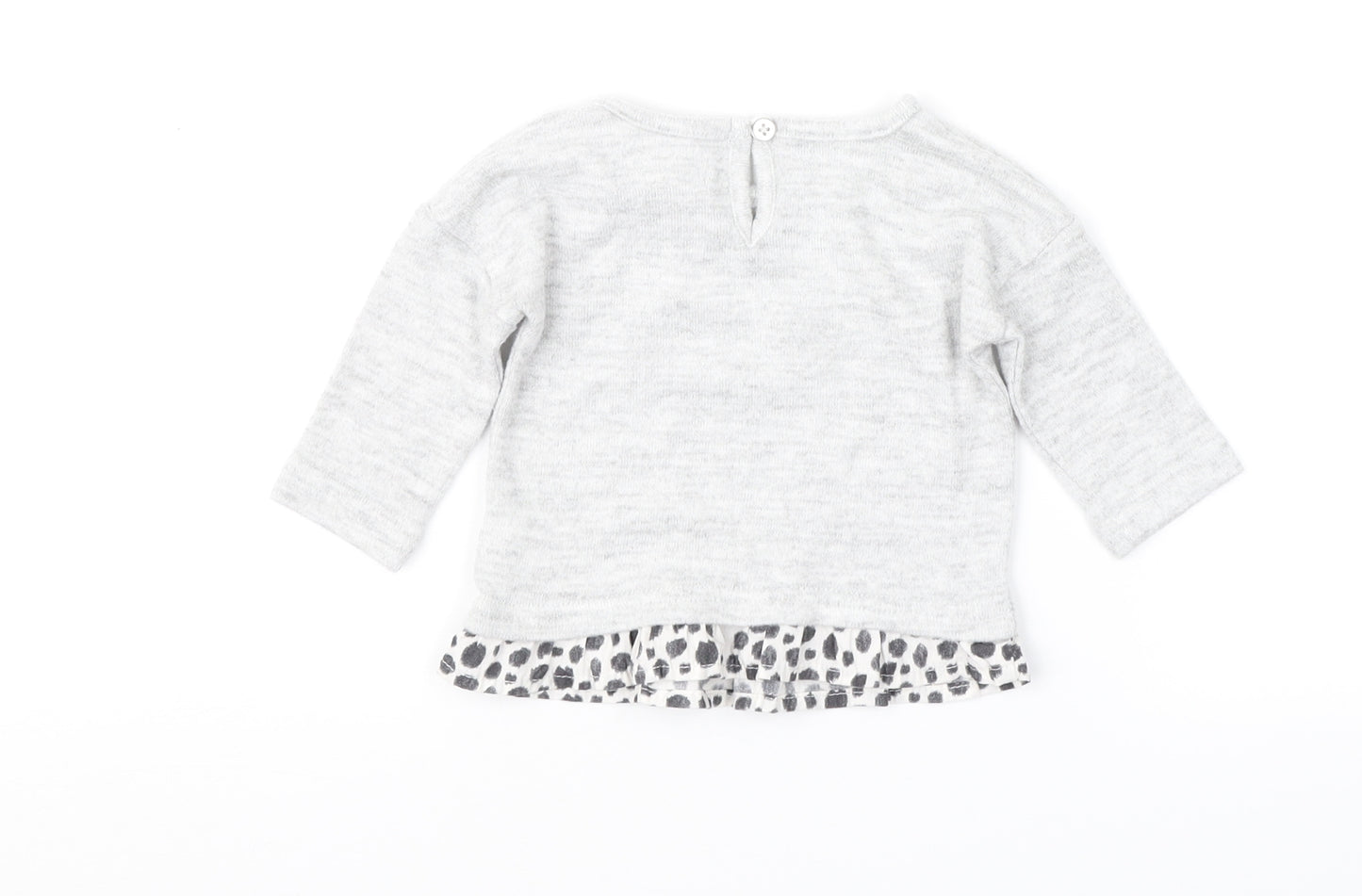 Primark Girls Grey Animal Print  Pullover Jumper Size 0-3 Months