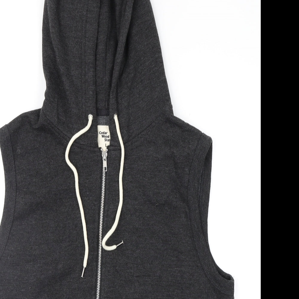 Cedar Wood State Mens Grey   Full Zip Hoodie Size L