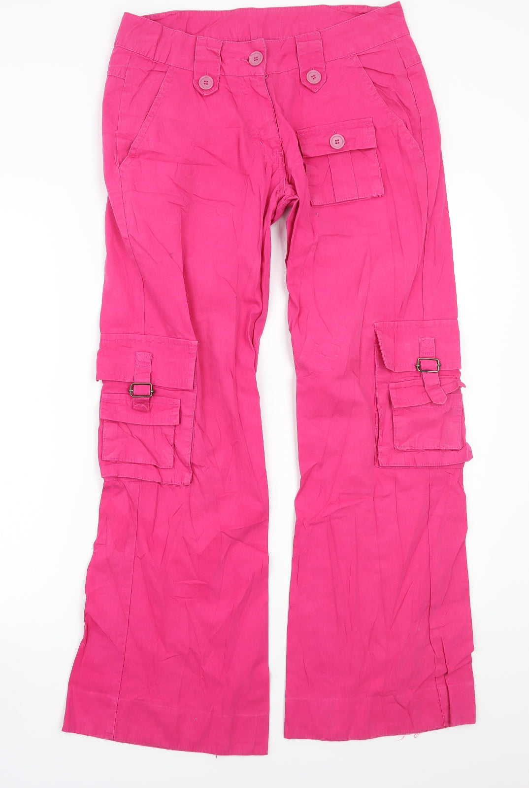 Denim & Co. Womens Pink   Cargo Trousers Size 10 L29 in