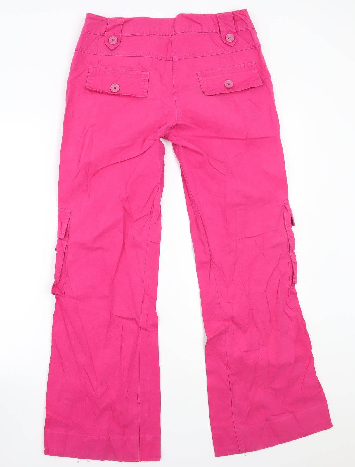 Denim & Co. Womens Pink   Cargo Trousers Size 10 L29 in