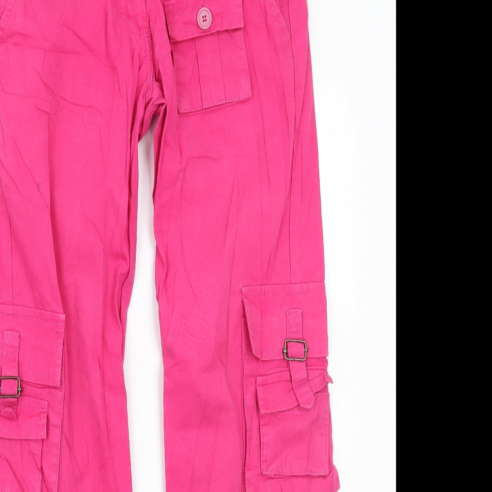 Denim & Co. Womens Pink   Cargo Trousers Size 10 L29 in