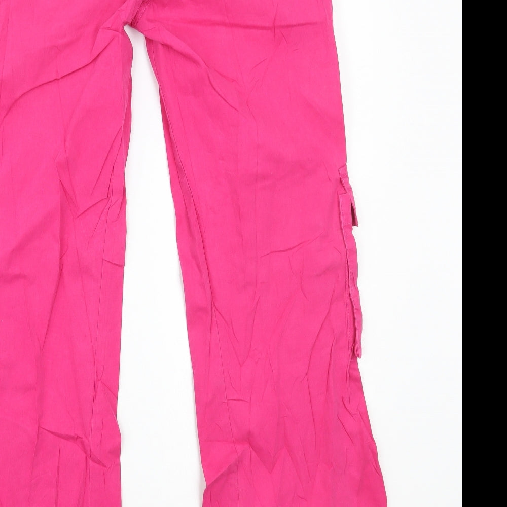Denim & Co. Womens Pink   Cargo Trousers Size 10 L29 in