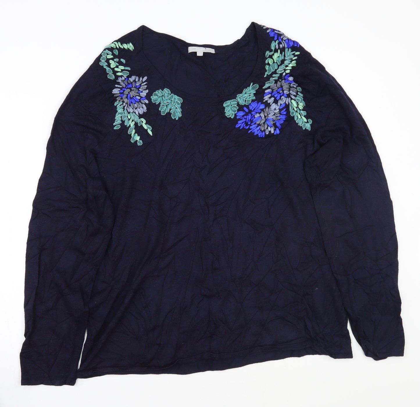 Per Una Womens Blue Floral  Pullover Jumper Size 20