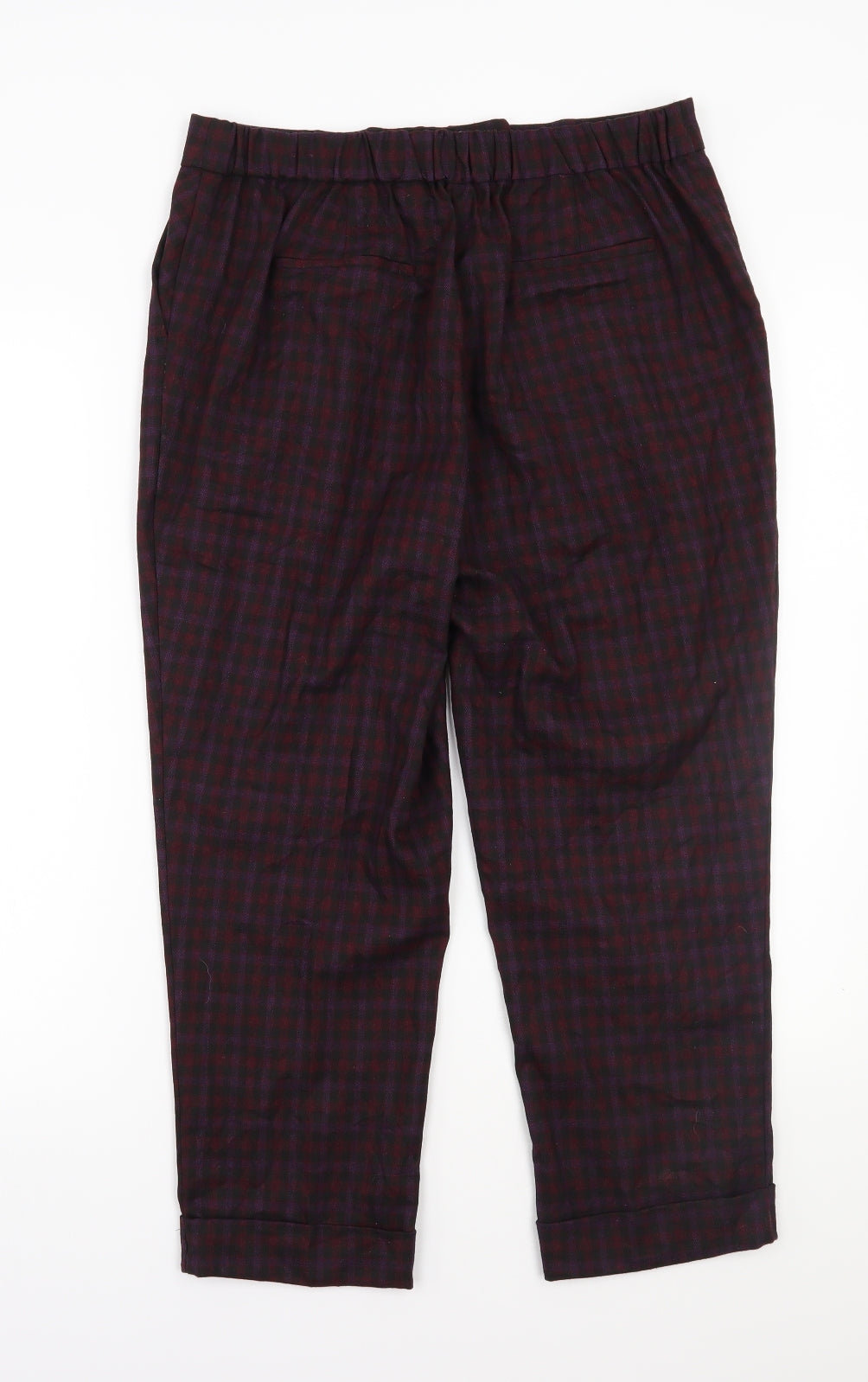 NEXT Womens Red Check  Trousers  Size 12 L23 in