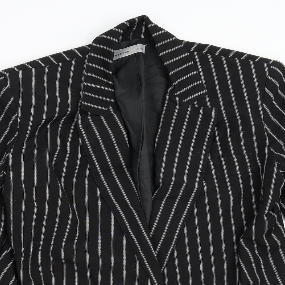 Charter Club Mens Black Striped  Jacket Blazer Size L