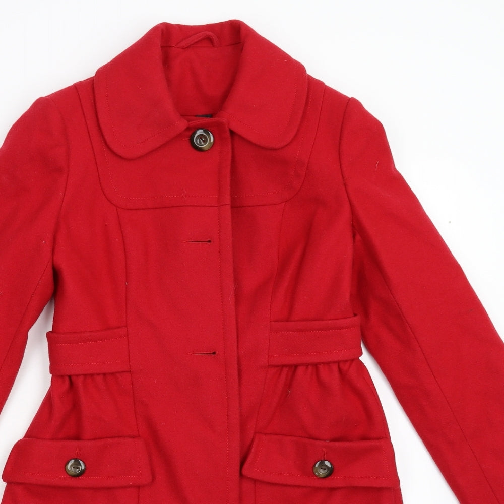 Topshop Womens Red   Overcoat Coat Size 6