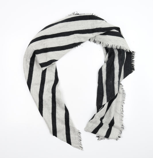 Front view of Preworn unisex multicoloured striped knit shawl/wrap
