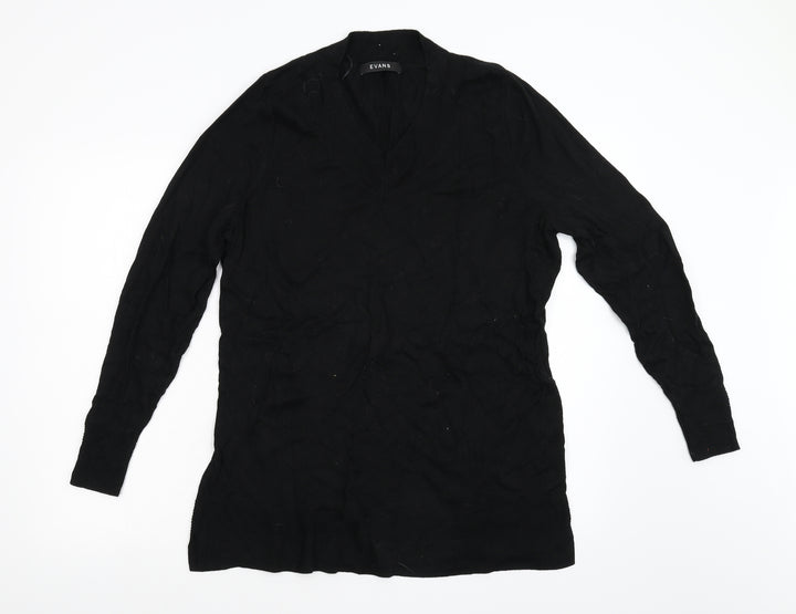 Evans Womens Black  Knit Pullover Jumper Size 14