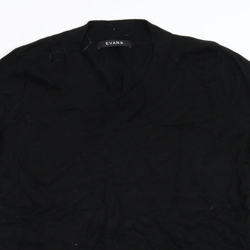 Evans Womens Black  Knit Pullover Jumper Size 14