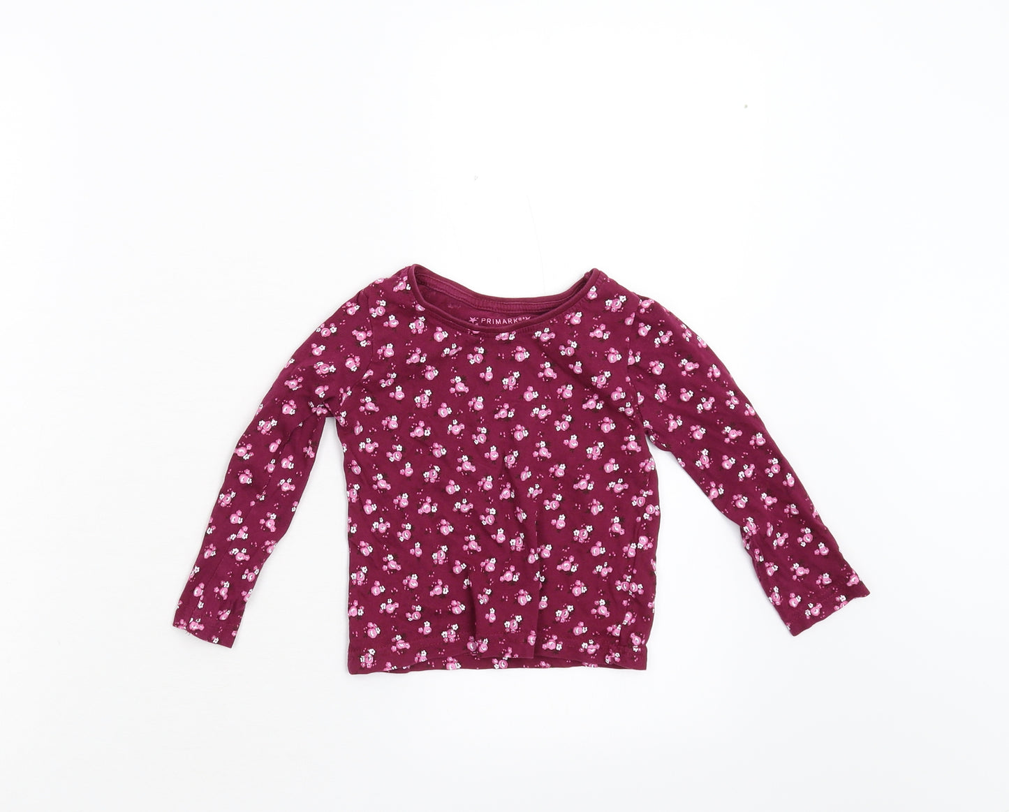 Primark Girls Pink Floral  Basic T-Shirt Size 2-3 Years