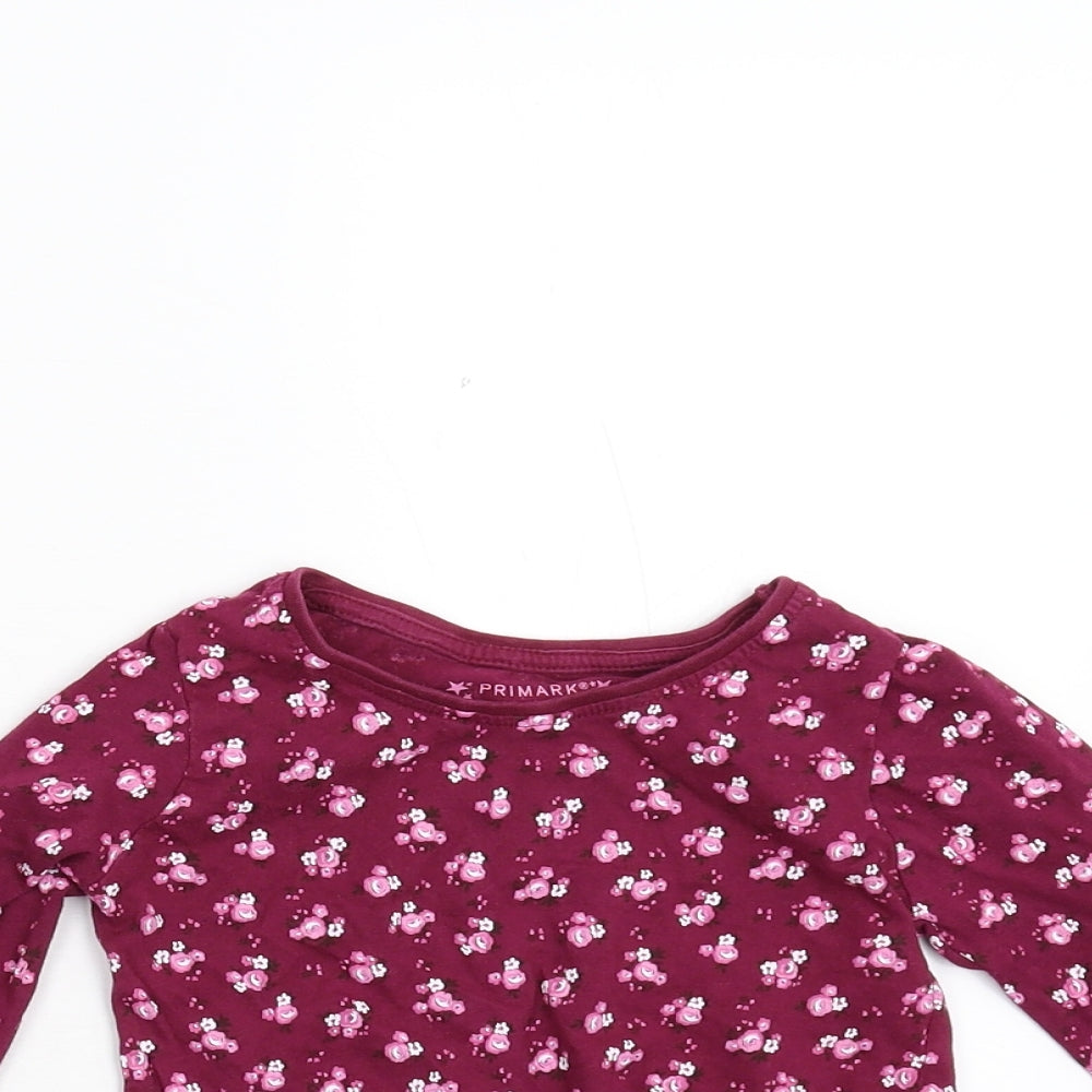 Primark Girls Pink Floral  Basic T-Shirt Size 2-3 Years