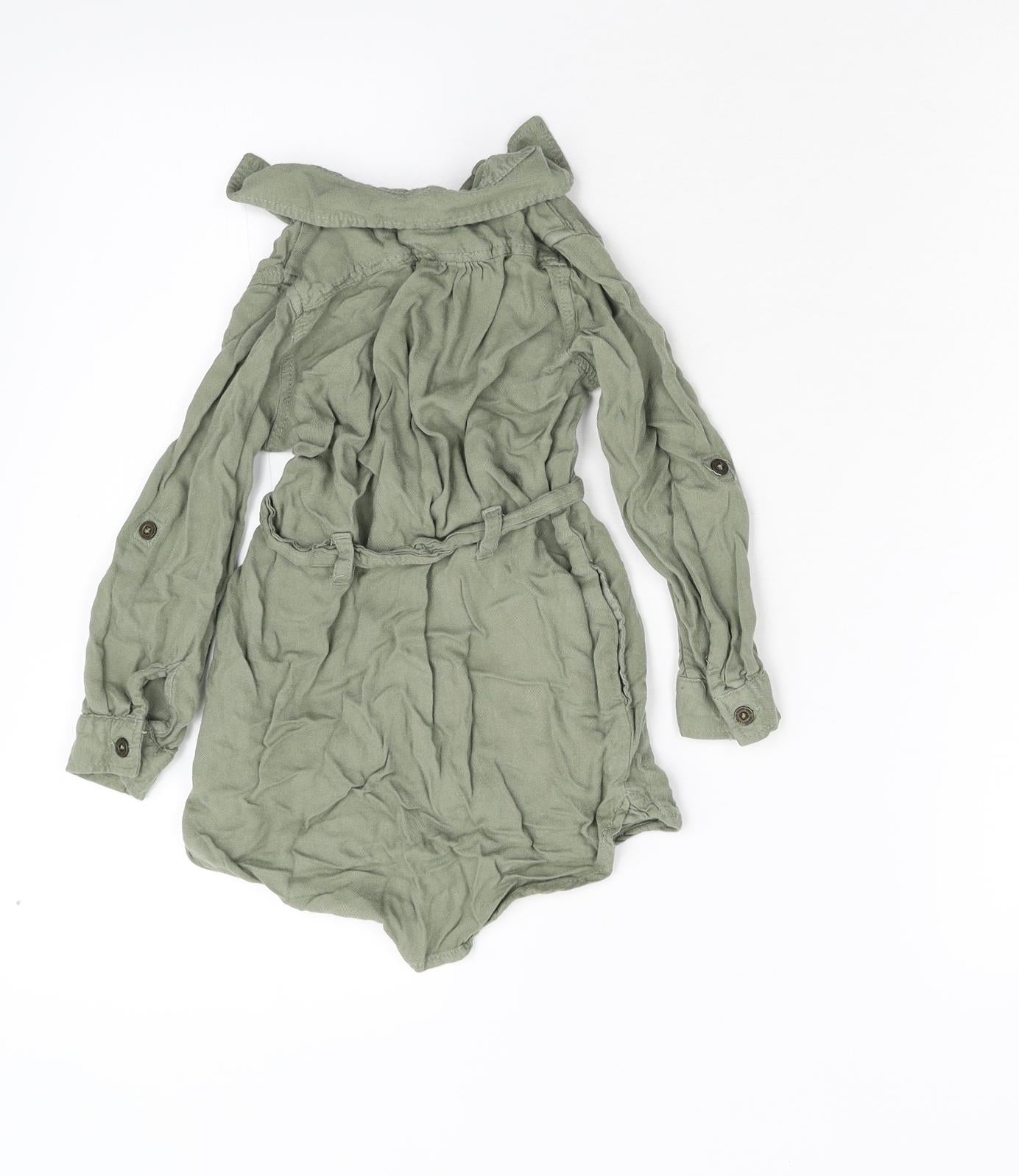 LOGG Girls Green Floral  Shirt Dress  Size 3-4 Years