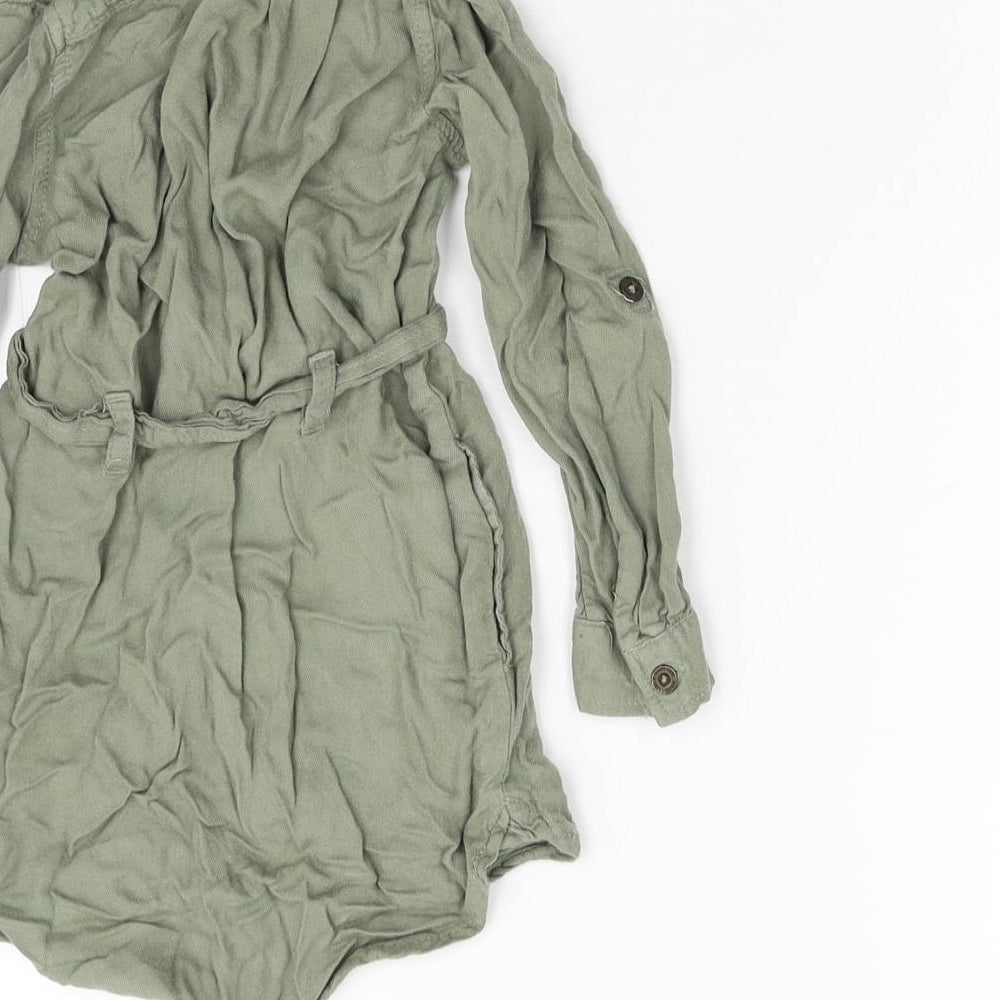 LOGG Girls Green Floral  Shirt Dress  Size 3-4 Years