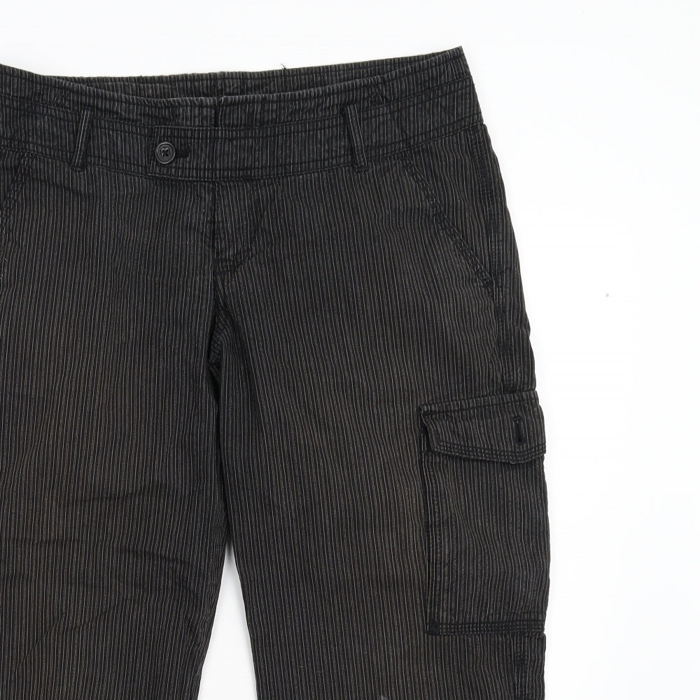 Mexx Womens Black Striped  Cropped Trousers Size 12 L21 in