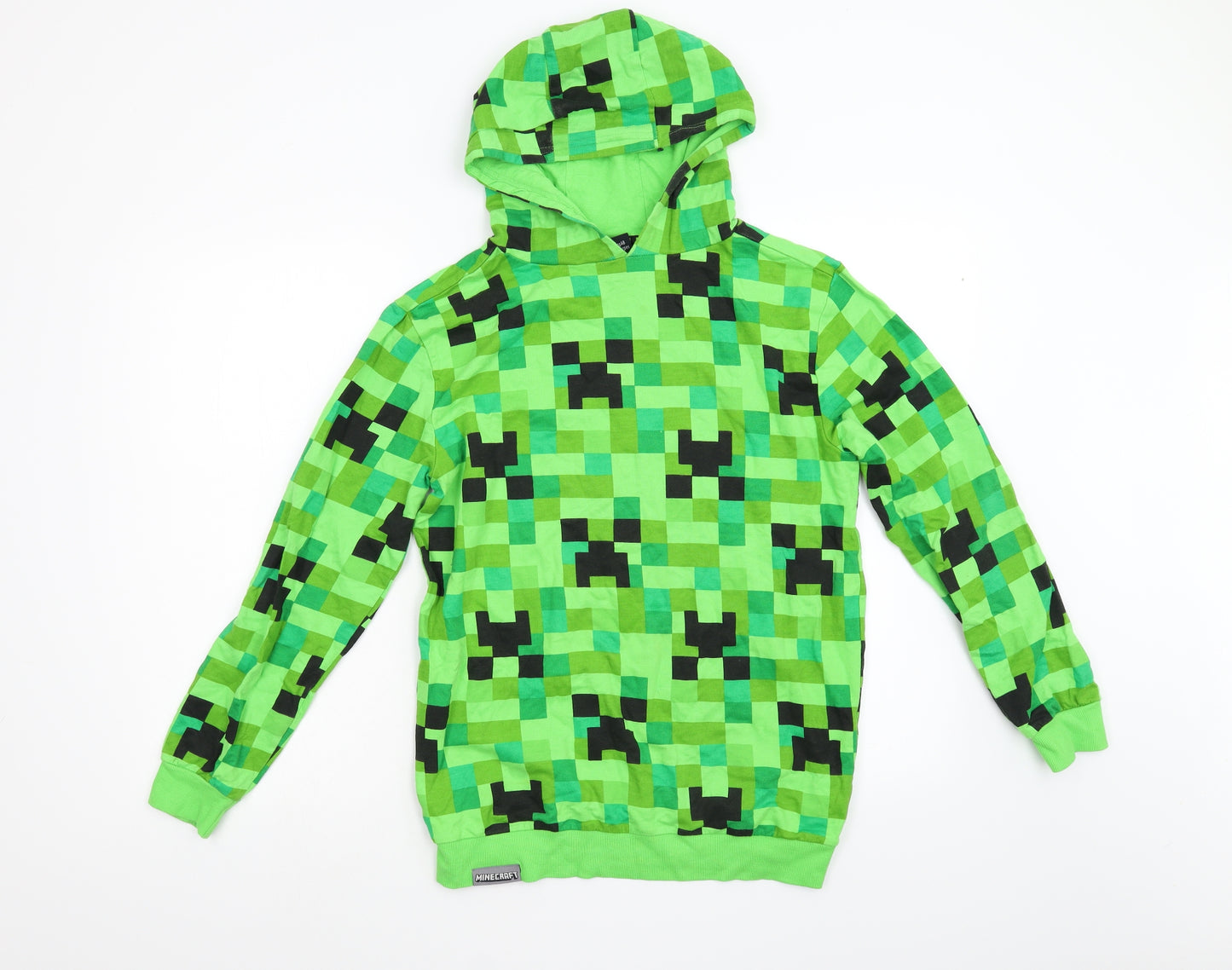 Primark Boys Green Geometric  Pullover Hoodie Size 13-14 Years  - Mine Craft