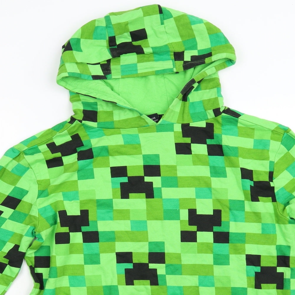 Primark Boys Green Geometric  Pullover Hoodie Size 13-14 Years  - Mine Craft