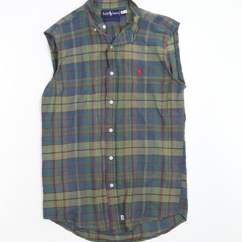 Ralph Lauren Mens Green Check   Button-Up Size S