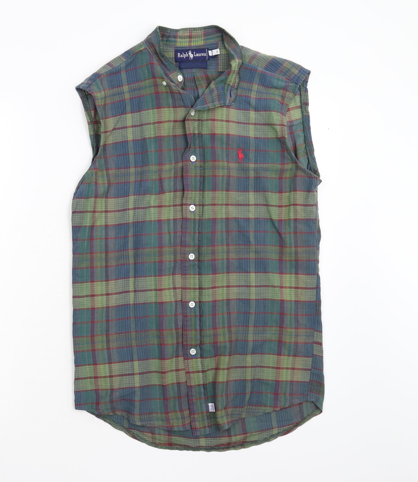 Ralph Lauren Mens Green Check   Button-Up Size S