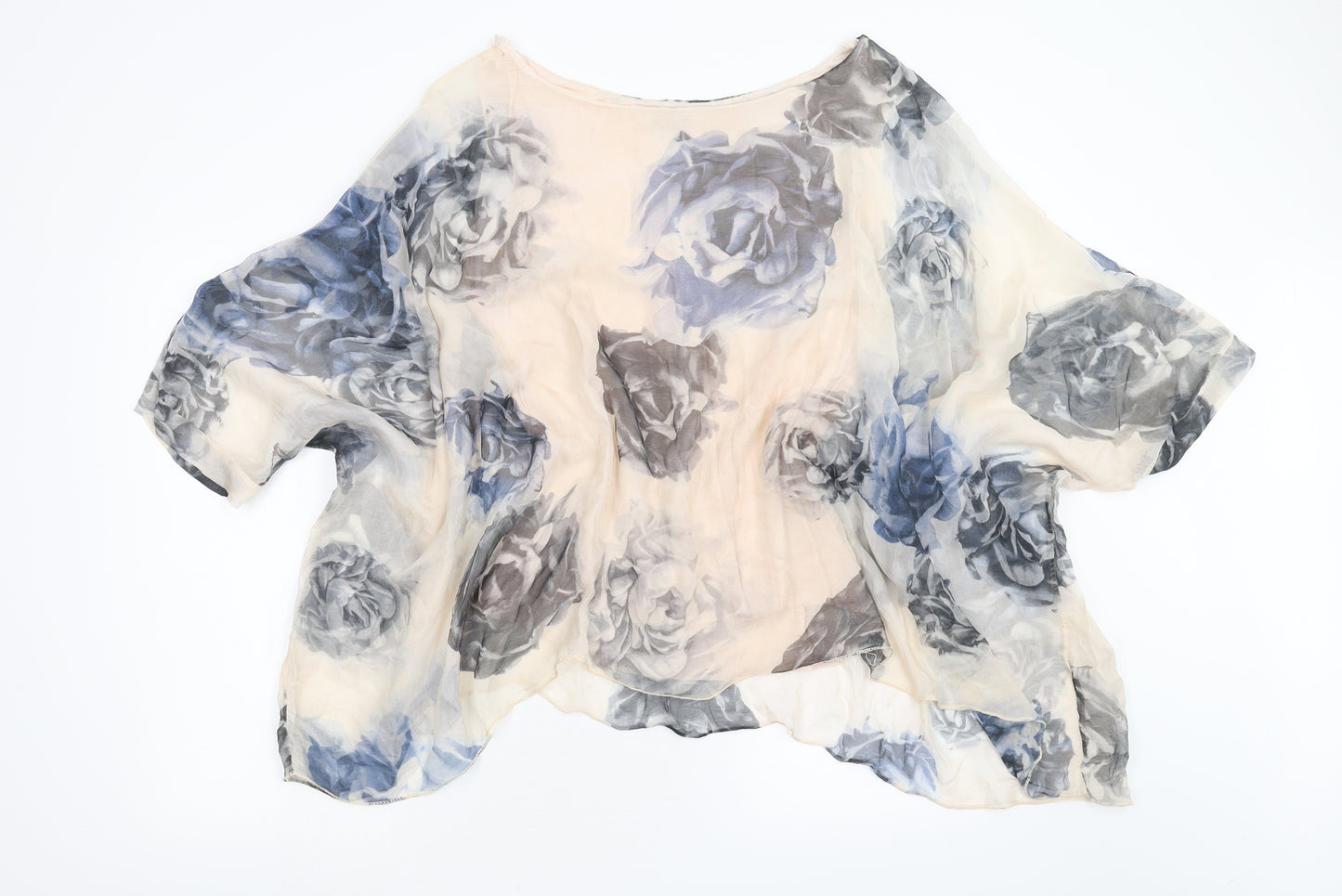 Made in Italy Womens Multicoloured Floral Chiffon Basic Blouse Size M  - Bat Wing