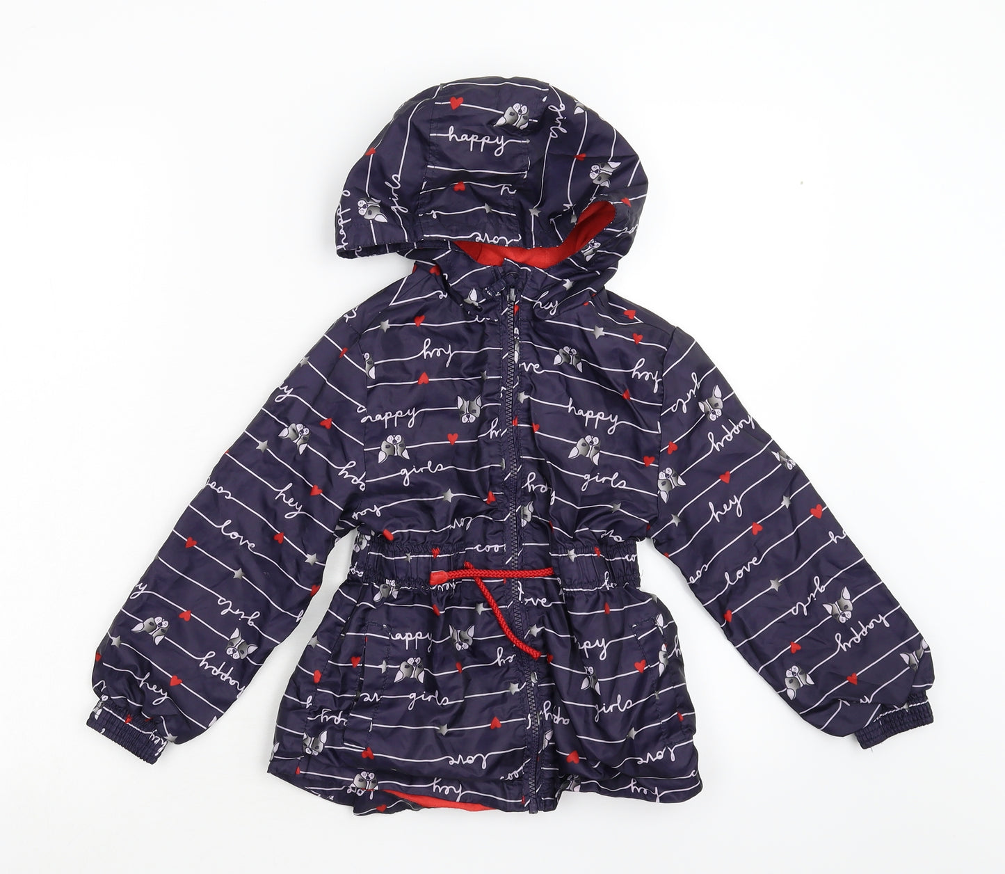 George Girls Blue Striped  Anorak Jacket Size 5-6 Years