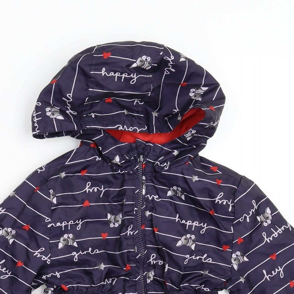 George Girls Blue Striped  Anorak Jacket Size 5-6 Years