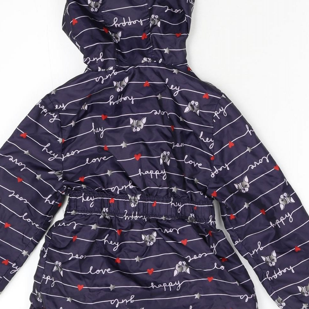 George Girls Blue Striped  Anorak Jacket Size 5-6 Years