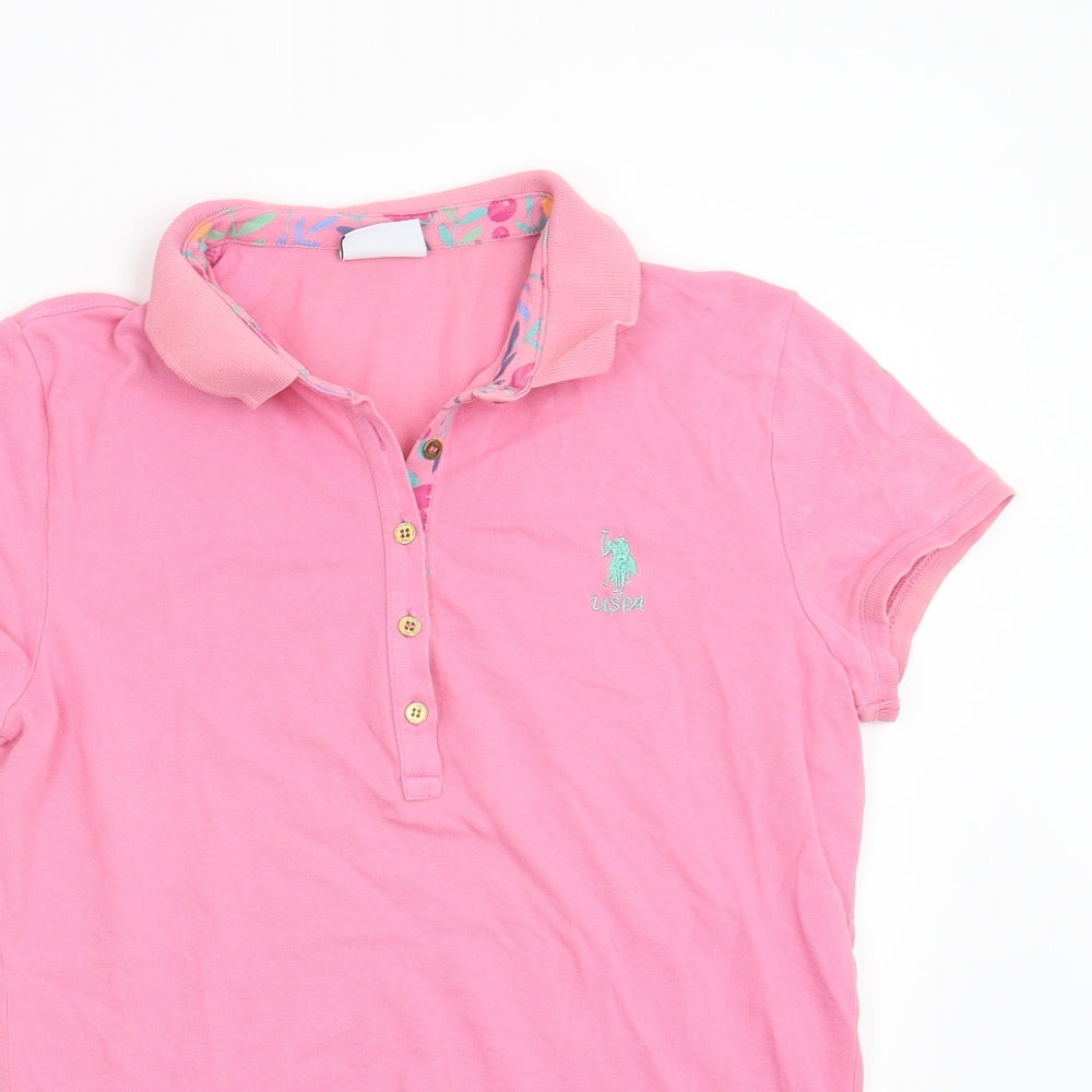 US Polo Assn. Womens Pink   Basic Polo Size L