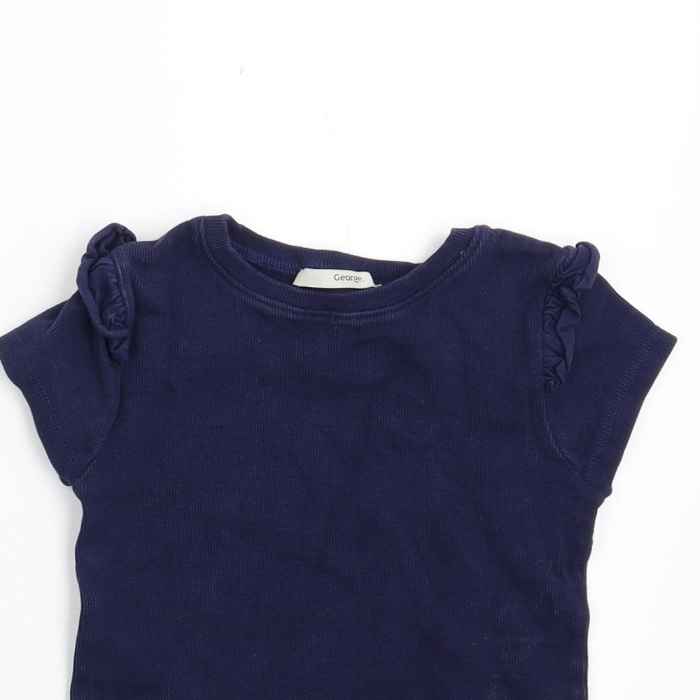 George Girls Blue   Basic T-Shirt Size 5-6 Years