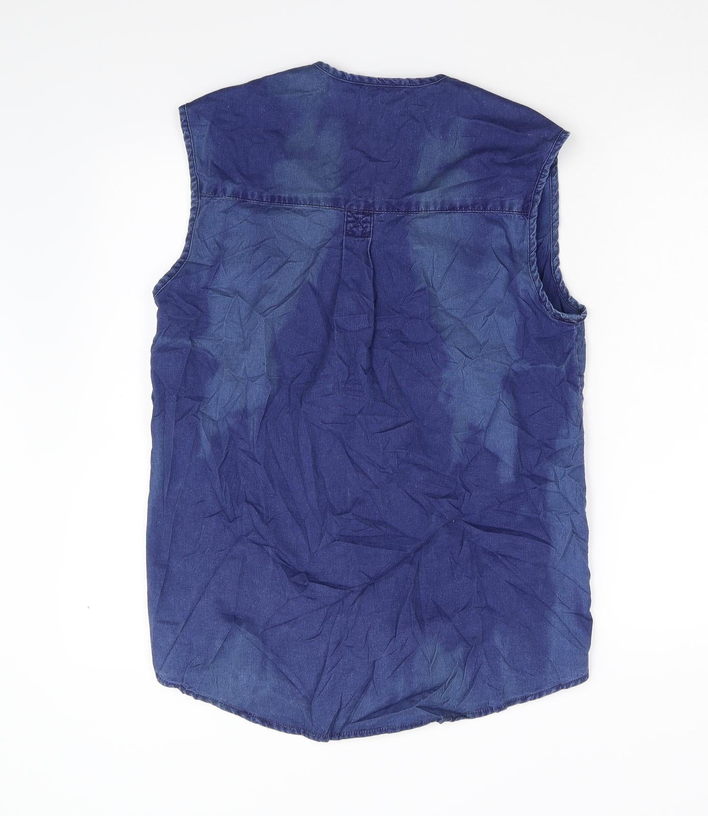 Topshop Womens Blue  Denim Basic Blouse Size 10