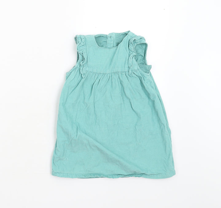 M&S Girls Green Corduroy Shift Size 18-24 Months