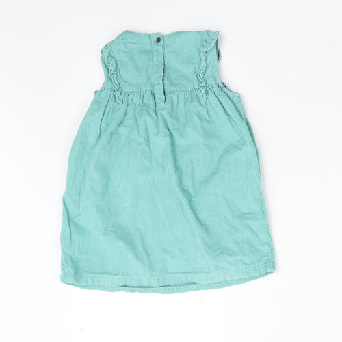 M&S Girls Green  Corduroy Shift  Size 18-24 Months