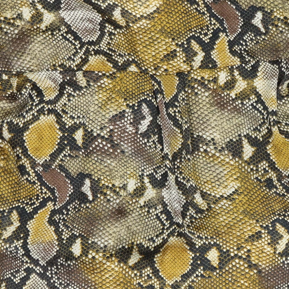 Zara Womens Yellow Animal Print  Basic Button-Up Size XS