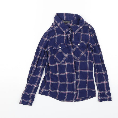 Primark Girls Blue Plaid  Basic Button-Up Size 8-9 Years