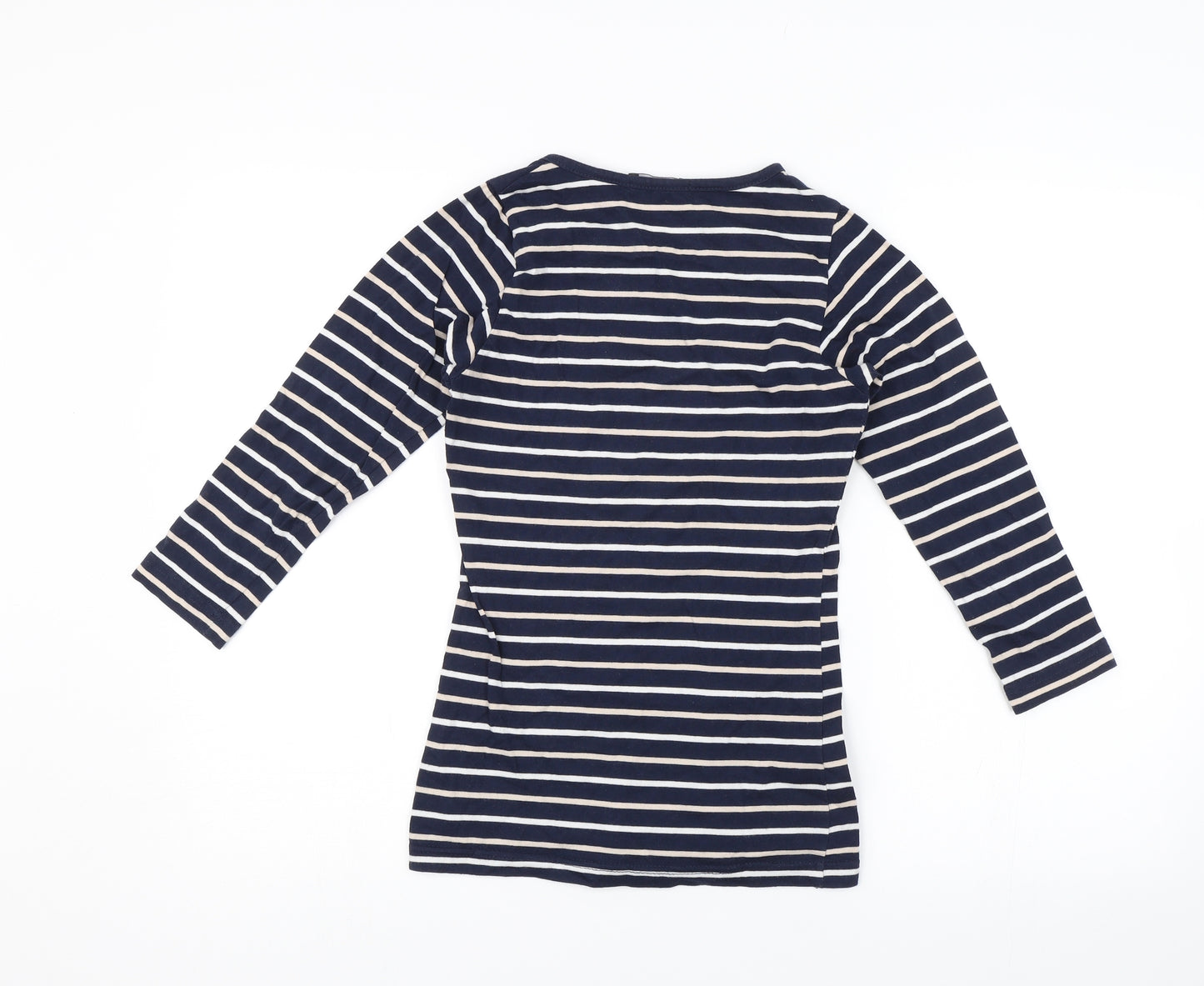 Elite Womens Blue Striped  Basic T-Shirt Size S