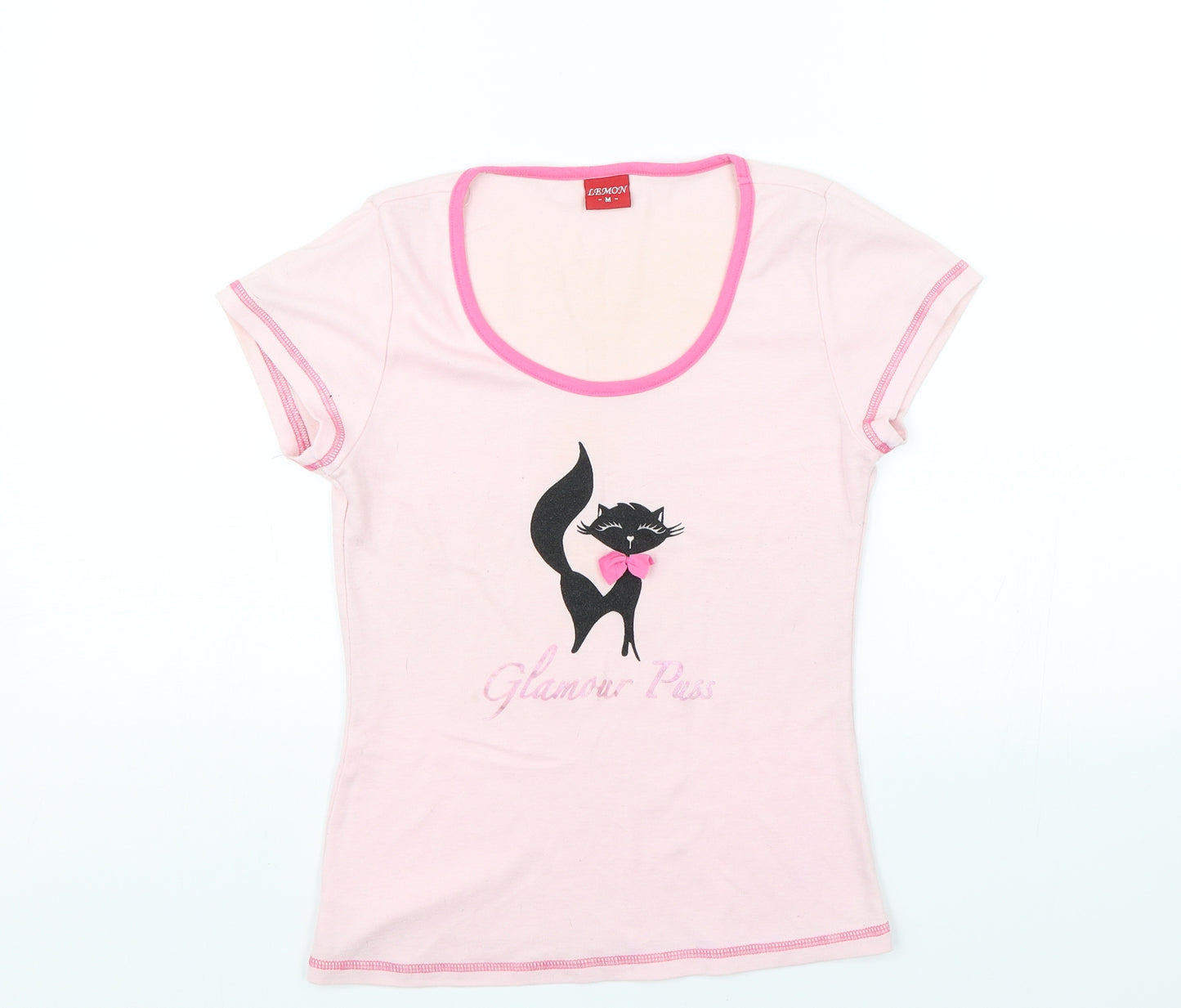 Lemon Womens Pink   Basic T-Shirt Size M  - Glamour Puss