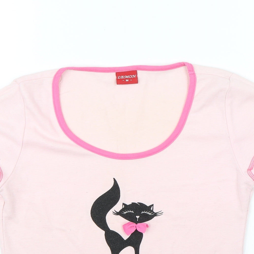 Lemon Womens Pink   Basic T-Shirt Size M  - Glamour Puss