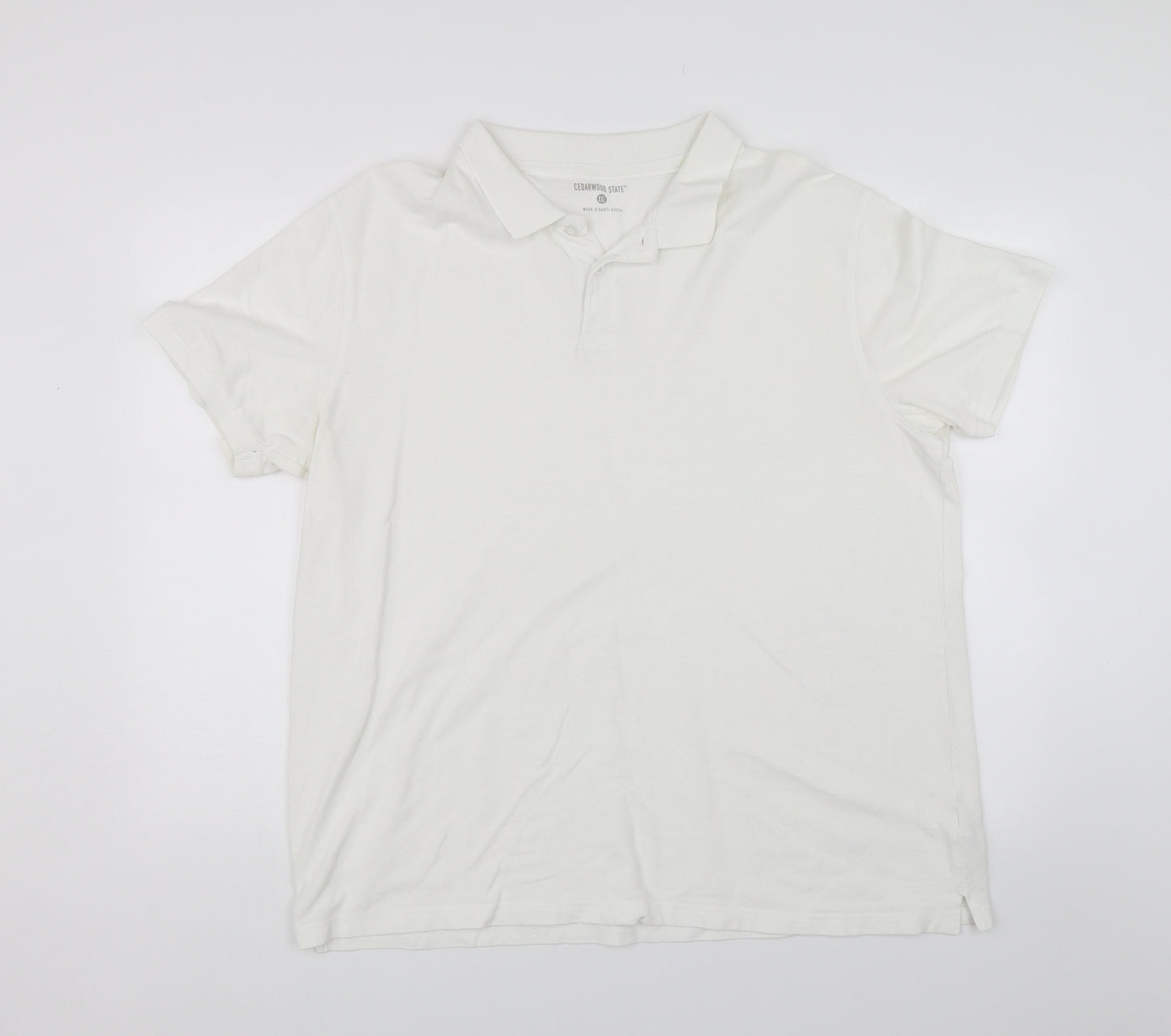 Cedar Wood State Mens White    Polo Size 2XL