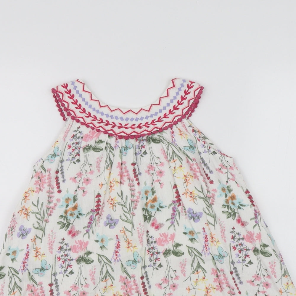 Evie Angel Girls White Floral  Shift  Size 6 Years