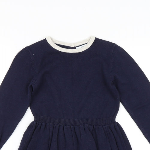 M&S Girls Blue   Jumper Dress  Size 6-7 Years