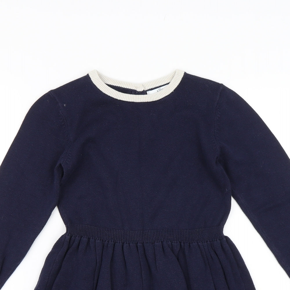 M&S Girls Blue   Jumper Dress  Size 6-7 Years