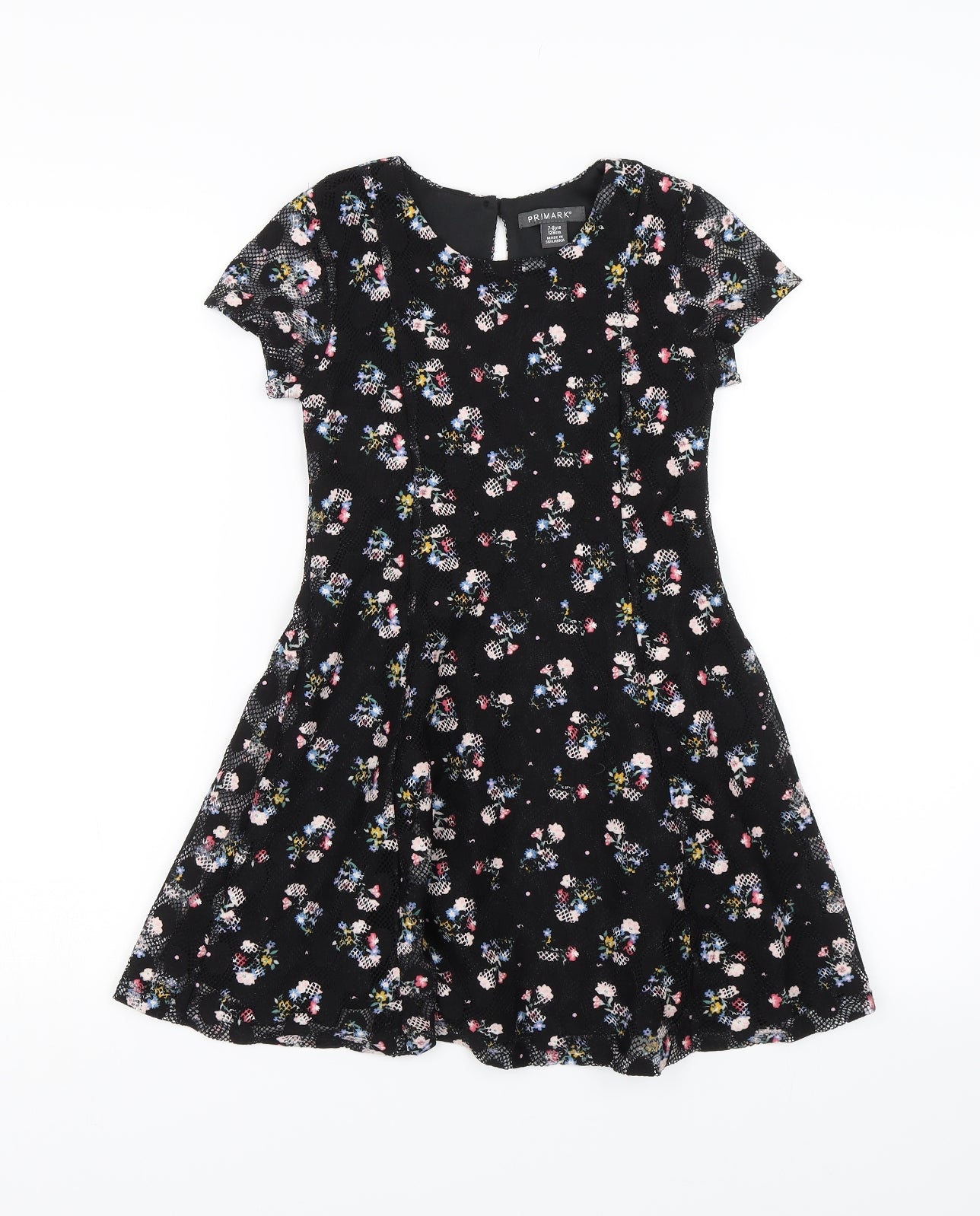 Primark Girls Black Floral  Shift  Size 7-8 Years