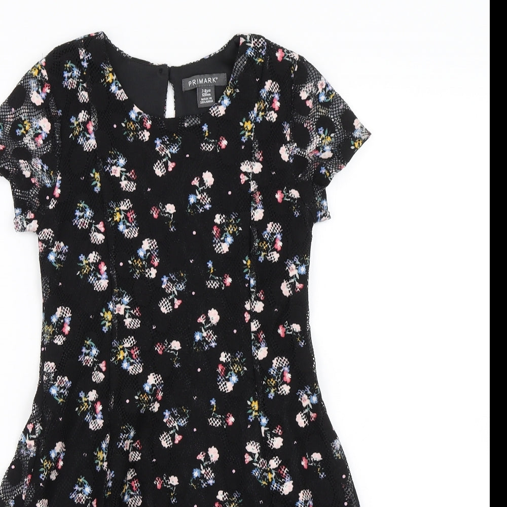 Primark Girls Black Floral  Shift  Size 7-8 Years