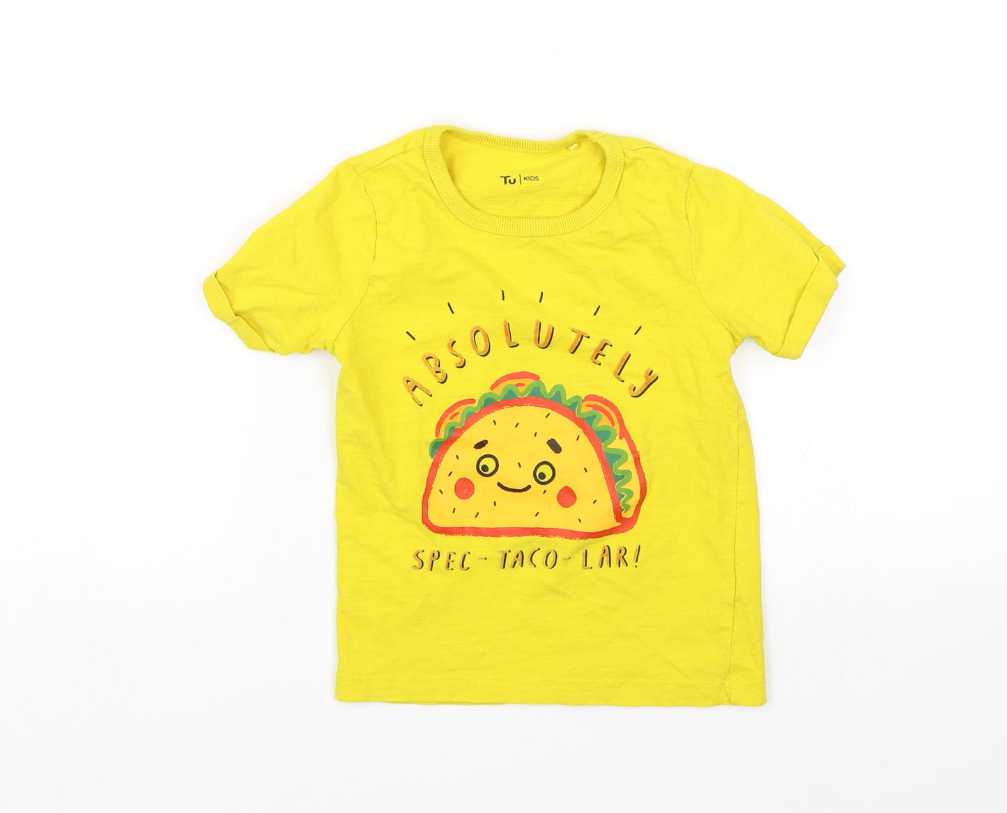 TU Boys Yellow   Basic T-Shirt Size 2-3 Years  - Taco
