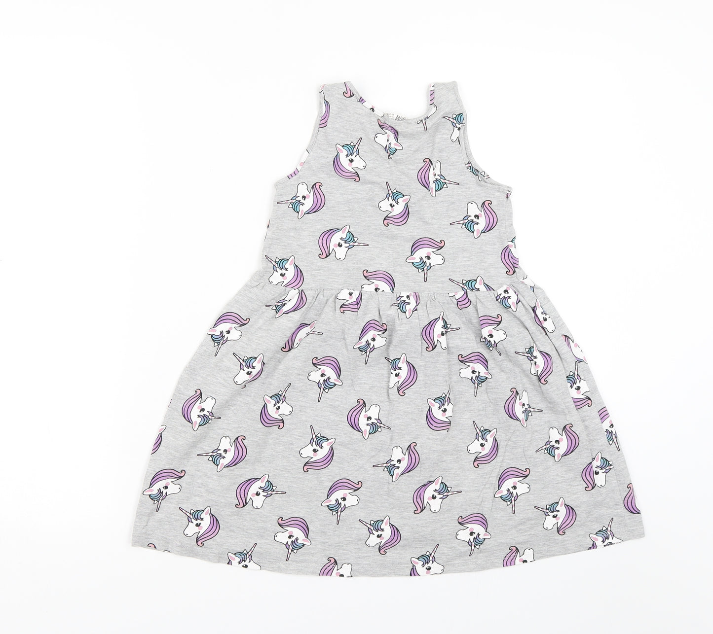 H&M Girls Grey   Shift  Size 7-8 Years  - Unicorns